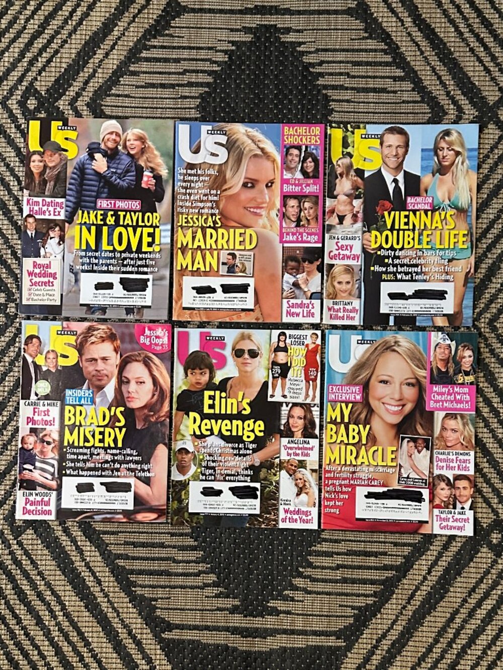 Vintage Lot of 6 US Weekly Magazines 2010 Celebrity Gossip Fashion Party Life